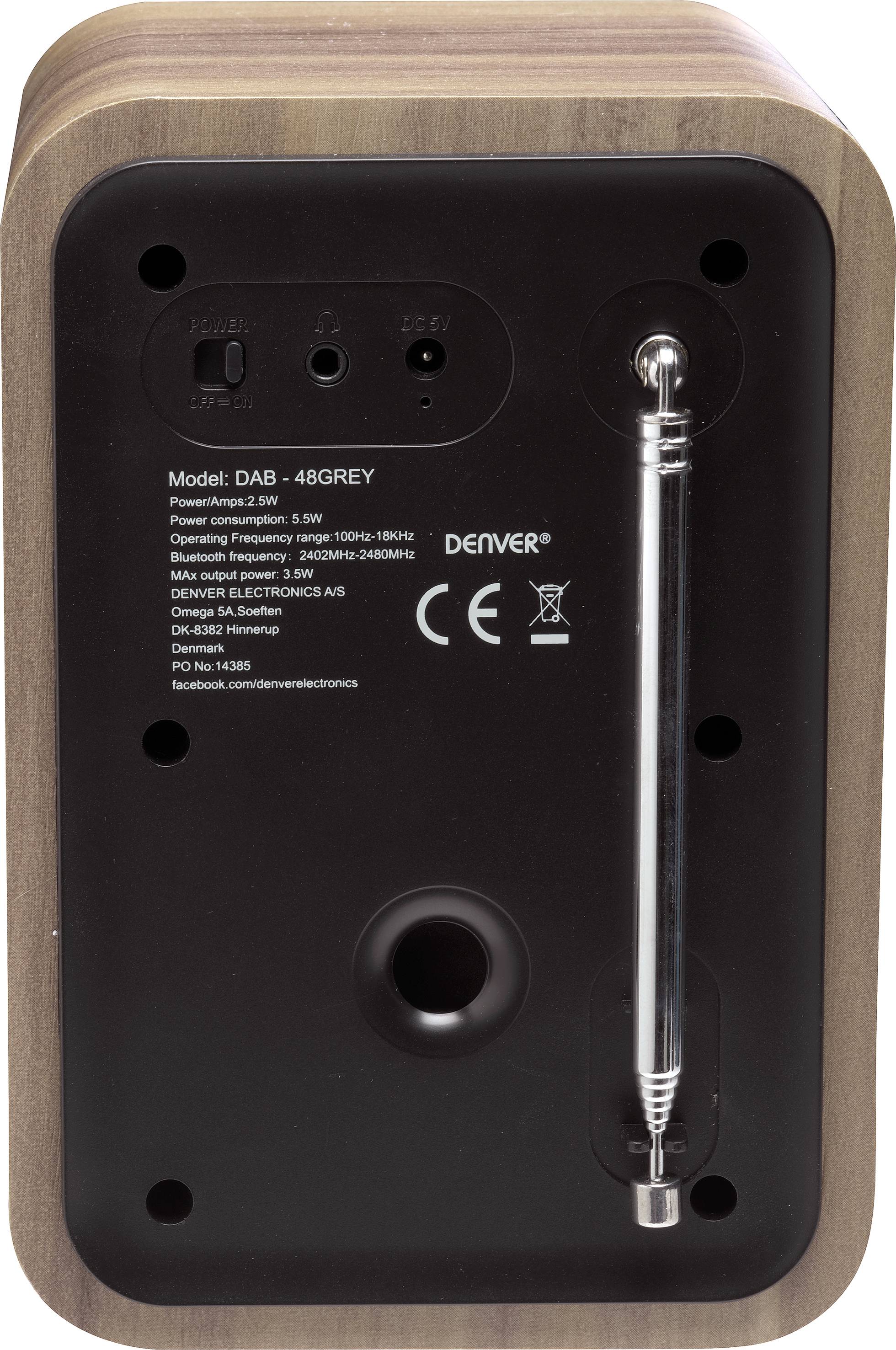 Denver DAB-48 Küchenradio UKW, DAB+ Bluetooth® Grau