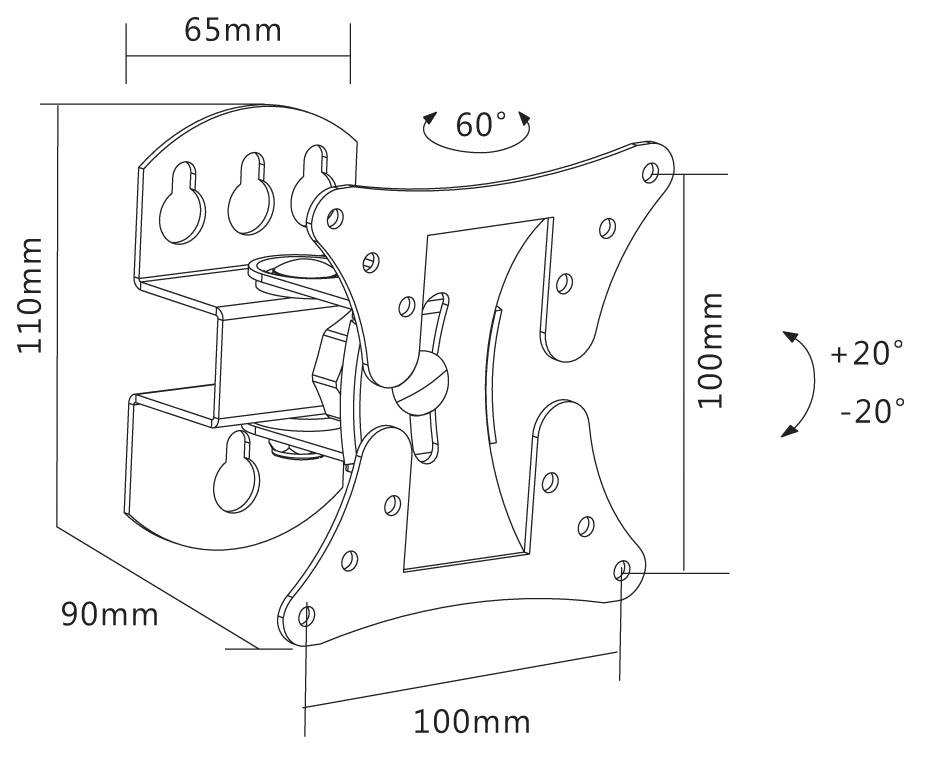 Reflecta FLEXO TV-Wandhalterung 33,0cm (13") - 68,6cm (27") Schwenkbar