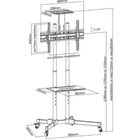 Reflecta 70VCE-Shelf TV-Rollwagen 94,0 cm (37") - 177,8 cm (70") Stand Reflecta 70VCE-Shelf TV-Rollwagen 94,0 cm (37") - 177,8 cm (70") Stand