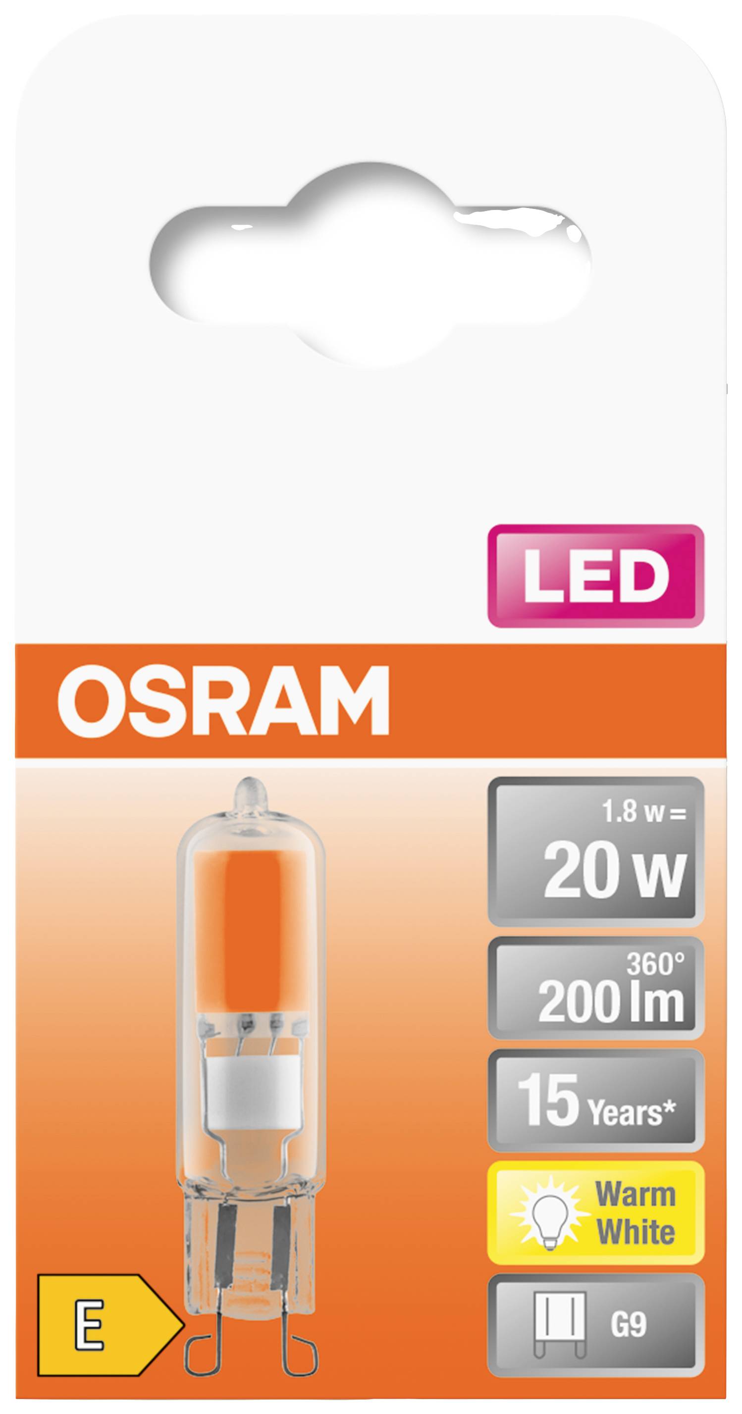 OSRAM 4058075574434 LED EEK E (A - G) G9 1.8W = 20W Warmweiß (Ø x L) 16mm x 62mm 1St.