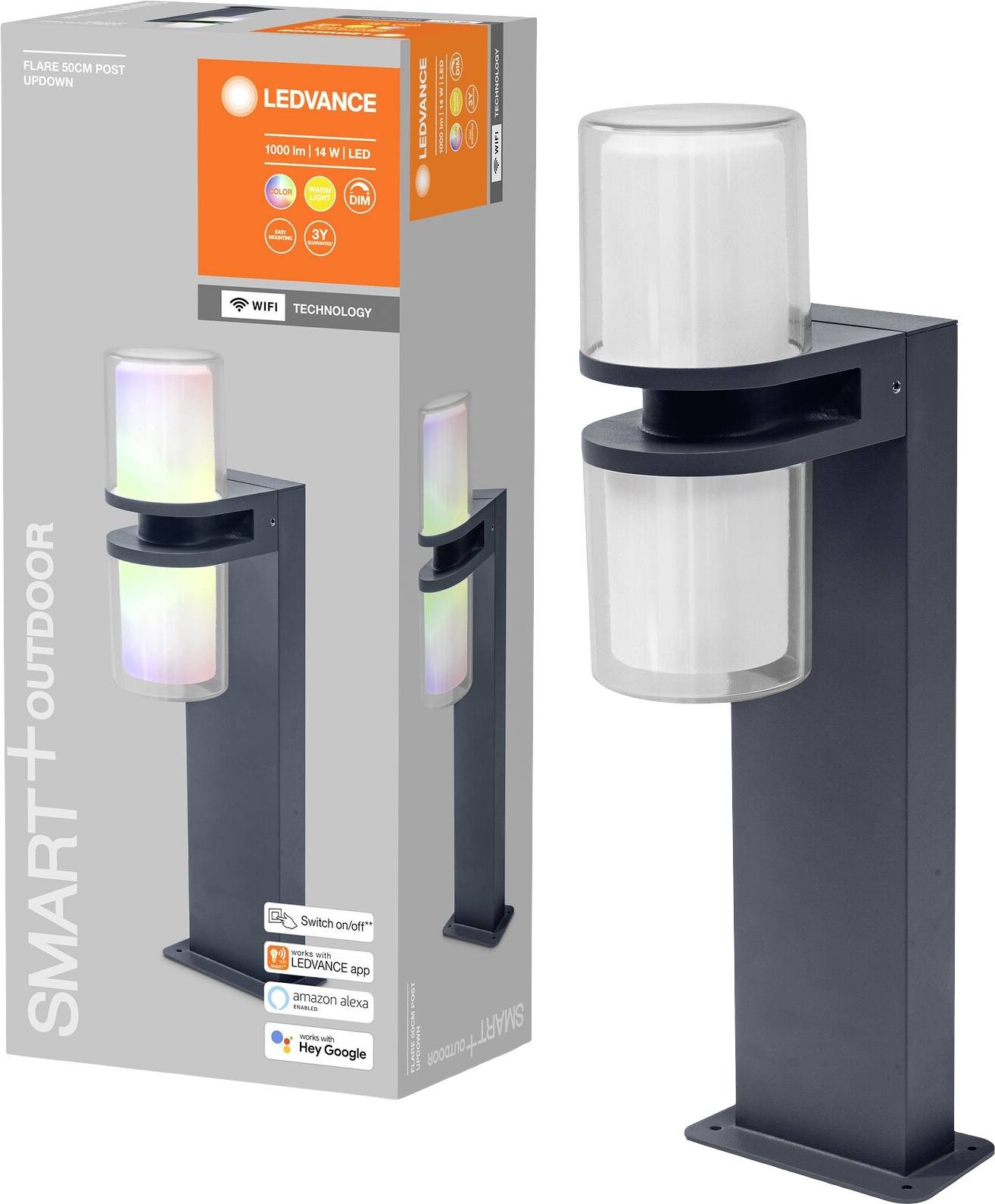 LEDVANCE 4058075564329 SMART+ UP DOWN FLARE MULTICOLOR LED-Gartenleuchte 14 W Dunkelgrau