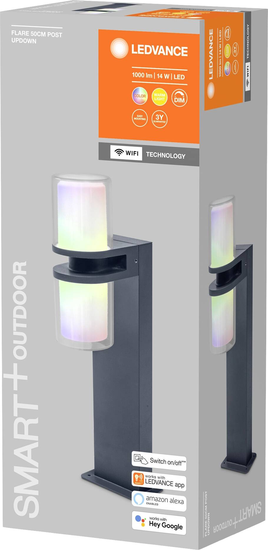 LEDVANCE 4058075564329 SMART+ UP DOWN FLARE MULTICOLOR LED-Gartenleuchte 14 W Dunkelgrau