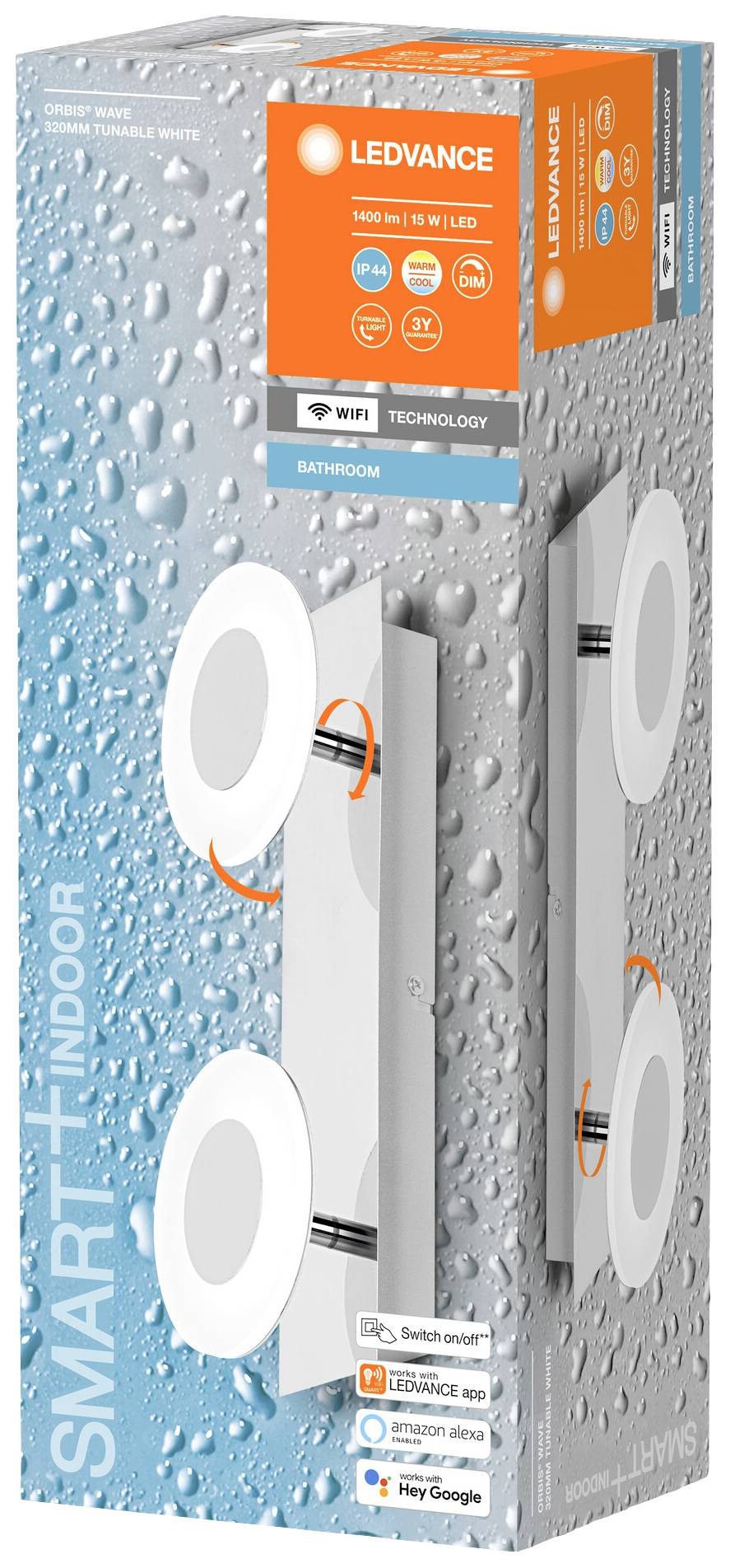 LEDVANCE BATHROOM DECORATIVE CEILING AND WALL WITH WIFI TECHNOLOGY 2 4058075573802 LED-Bad-Wandleuchte 15W Warmweiß Silber