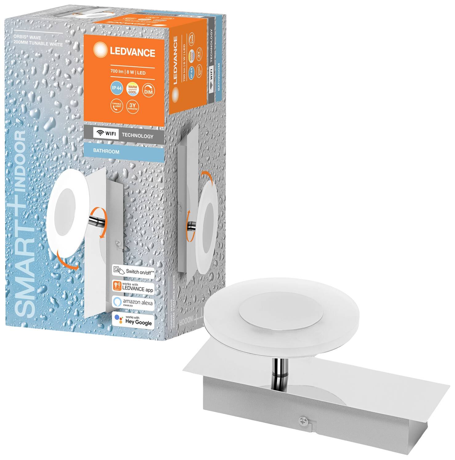 LEDVANCE BATHROOM DECORATIVE CEILING AND WALL WITH WIFI TECHNOLOGY 2 4058075573772 LED-Bad-Wandleuchte 8W Warmweiß Silber