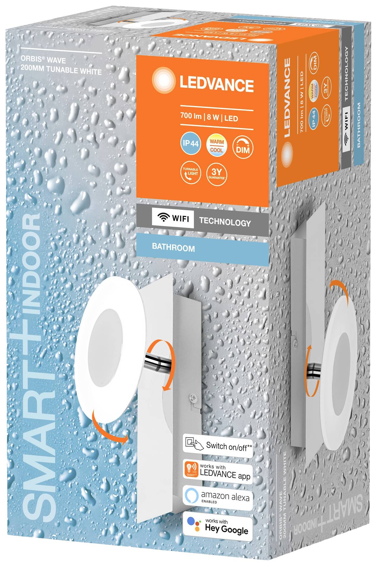 LEDVANCE BATHROOM DECORATIVE CEILING AND WALL WITH WIFI TECHNOLOGY 2 4058075573772 LED-Bad-Wandleuchte 8W Warmweiß Silber