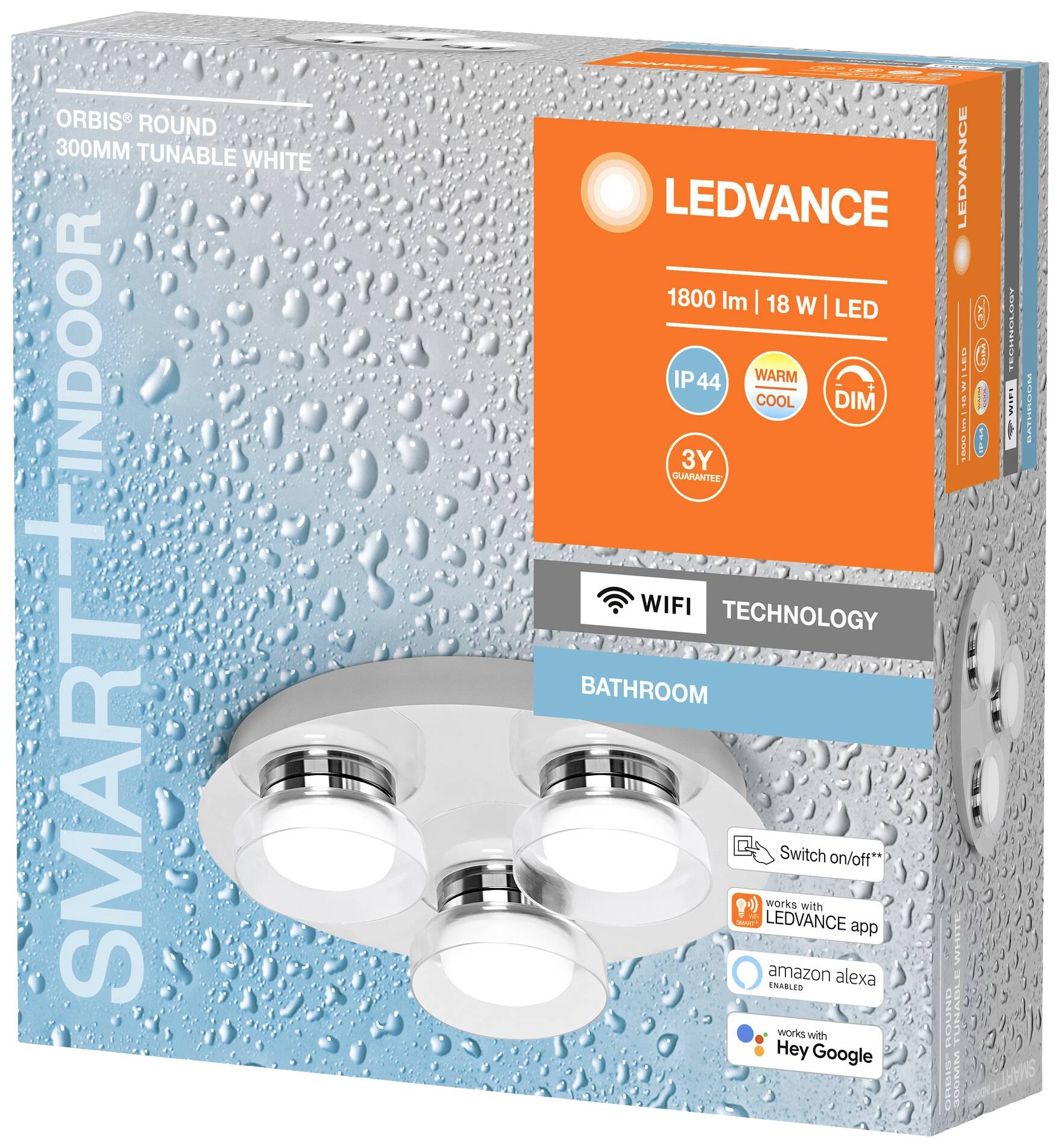 LEDVANCE BATHROOM DECORATIVE CEILING AND WALL WITH WIFI TECHNOLOGY 4058075573741 LED-Bad-Deckenleuchte 18 W Warmweiß Silber