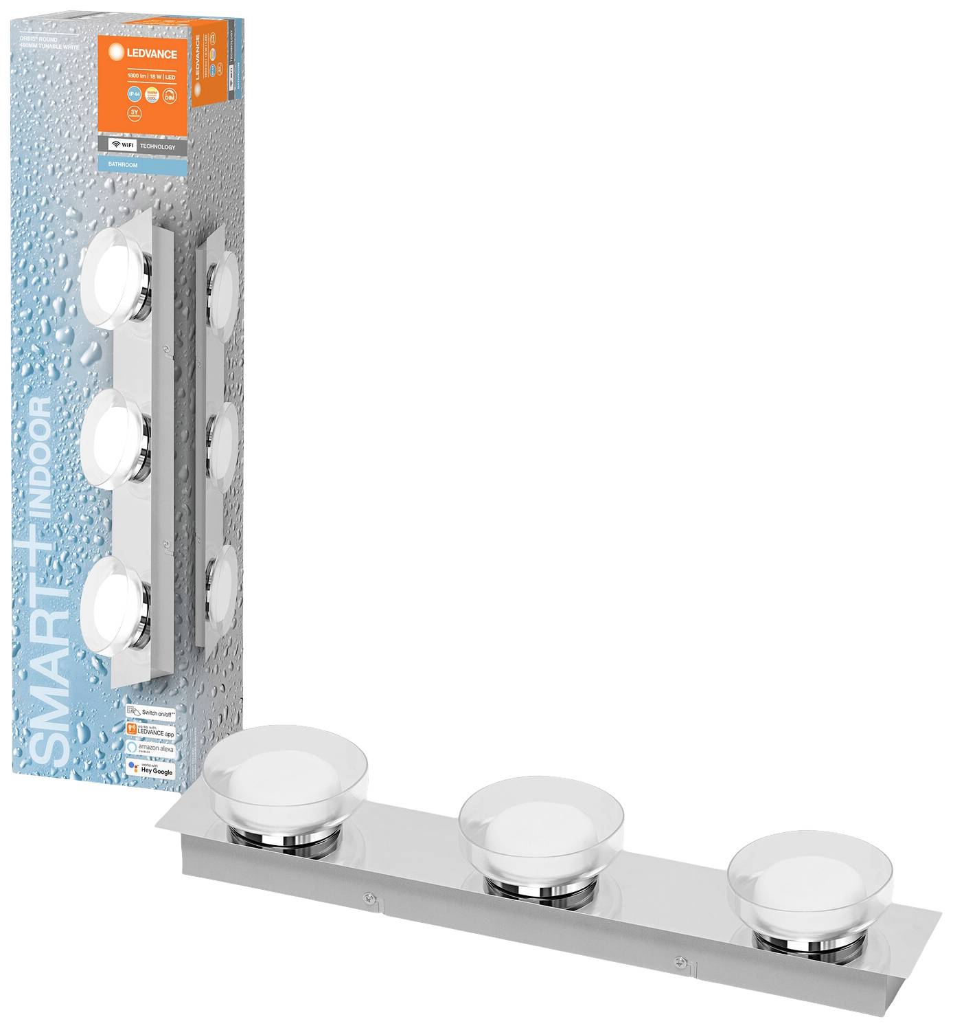 LEDVANCE BATHROOM DECORATIVE CEILING AND WALL WITH WIFI TECHNOLOGY 4058075573727 LED-Bad-Deckenleuchte 18 W Warmweiß Silber