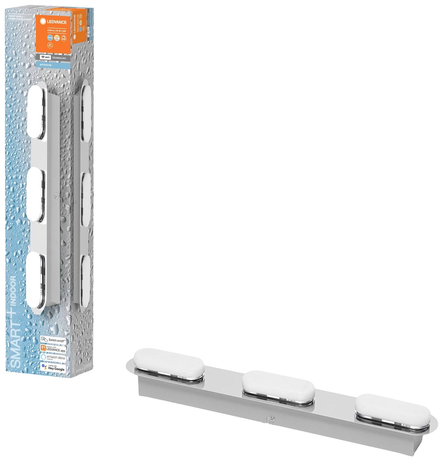 LEDVANCE BATHROOM DECORATIVE CEILING AND WALL WITH WIFI TECHNOLOGY 4058075573680 LED-Bad-Deckenleuchte 20W Warmweiß Silber