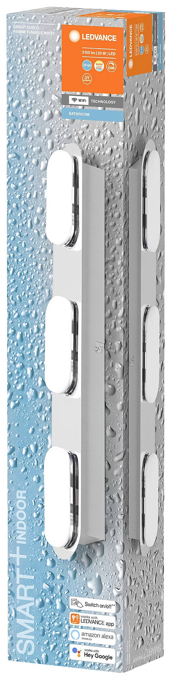 LEDVANCE BATHROOM DECORATIVE CEILING AND WALL WITH WIFI TECHNOLOGY 4058075573680 LED-Bad-Deckenleuchte 20W Warmweiß Silber