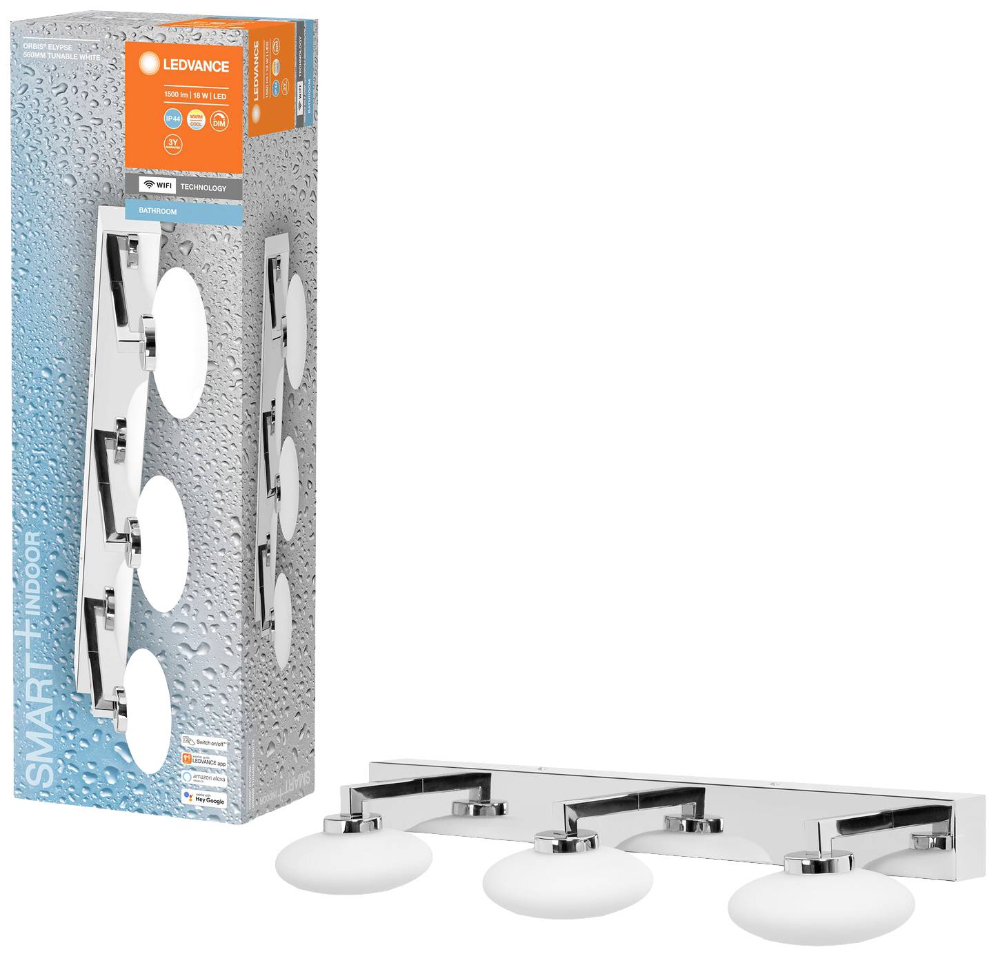 LEDVANCE BATHROOM DECORATIVE CEILING AND WALL WITH WIFI TECHNOLOGY 4058075574076 LED-Bad-Wandleuchte 18W Warmweiß Silber