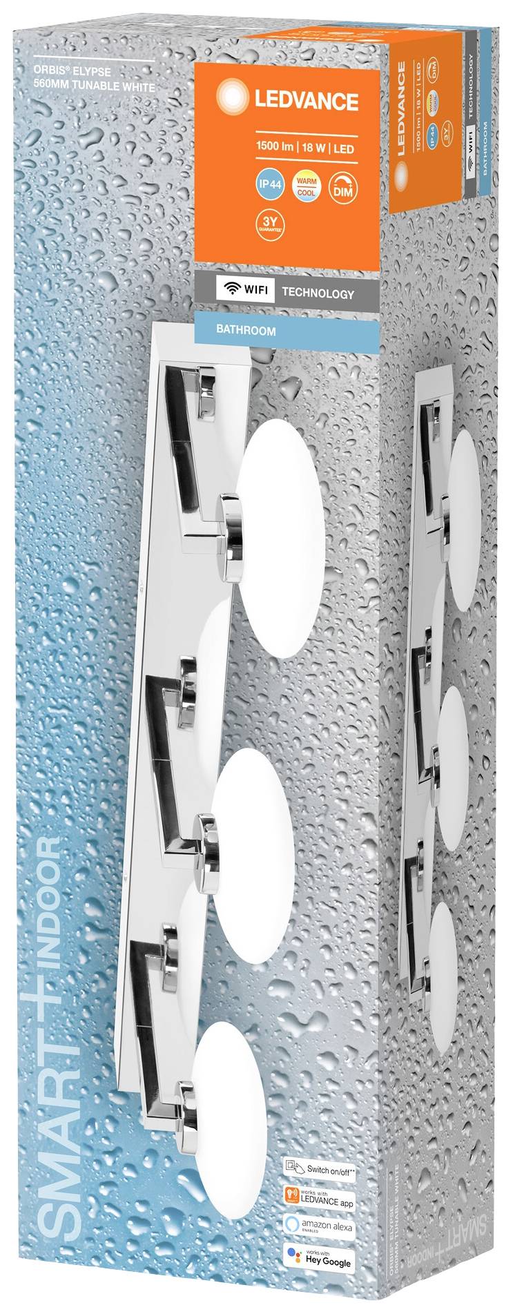 LEDVANCE BATHROOM DECORATIVE CEILING AND WALL WITH WIFI TECHNOLOGY 4058075574076 LED-Bad-Wandleuchte 18W Warmweiß Silber