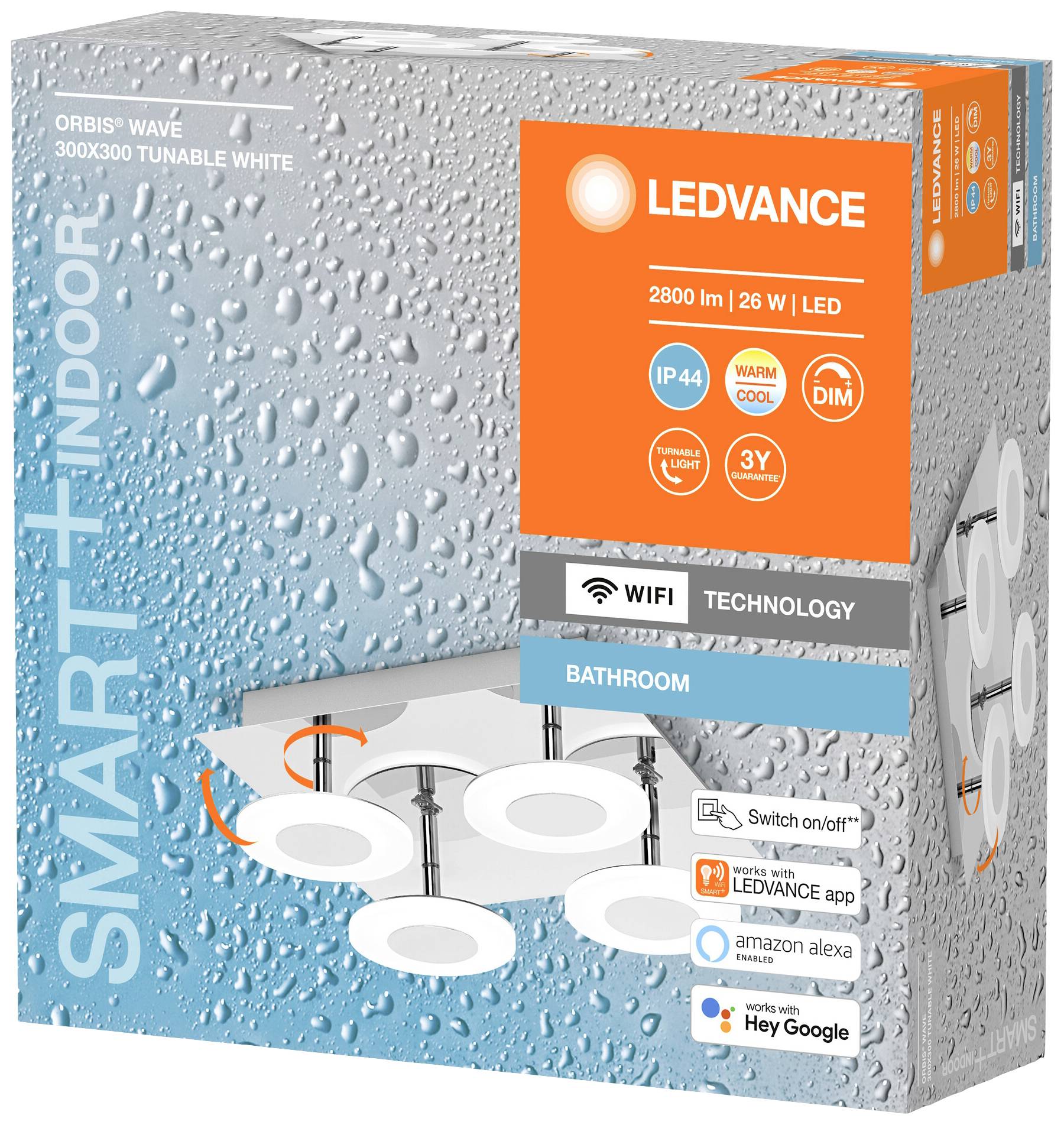 LEDVANCE BATHROOM DECORATIVE CEILING AND WALL WITH WIFI TECHNOLOGY 2 4058075573901 LED-Bad-Wandleuchte 26W Warmweiß Silber