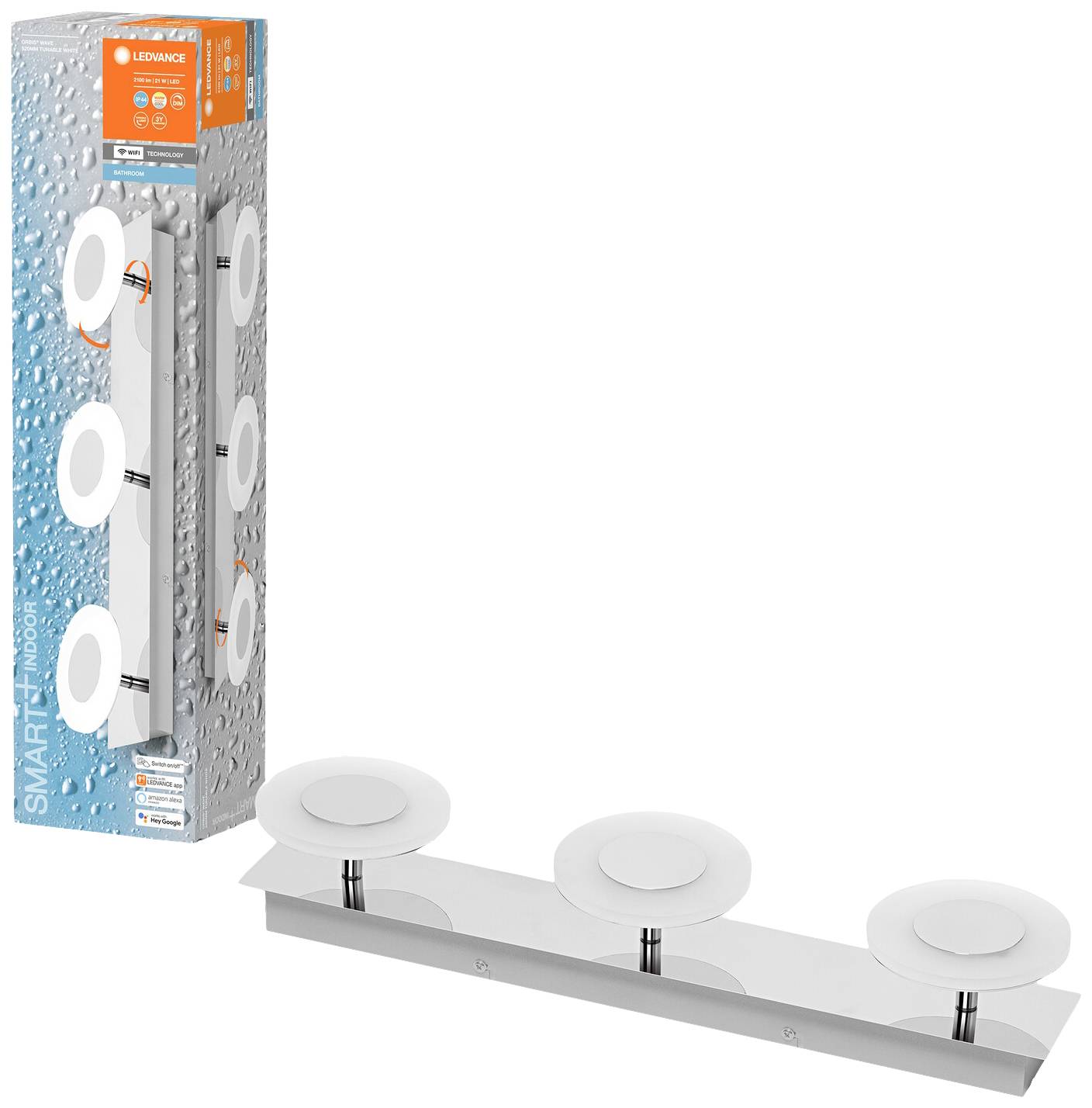 LEDVANCE BATHROOM DECORATIVE CEILING AND WALL WITH WIFI TECHNOLOGY 2 4058075573857 LED-Bad-Wandleuchte 21W Warmweiß Silber