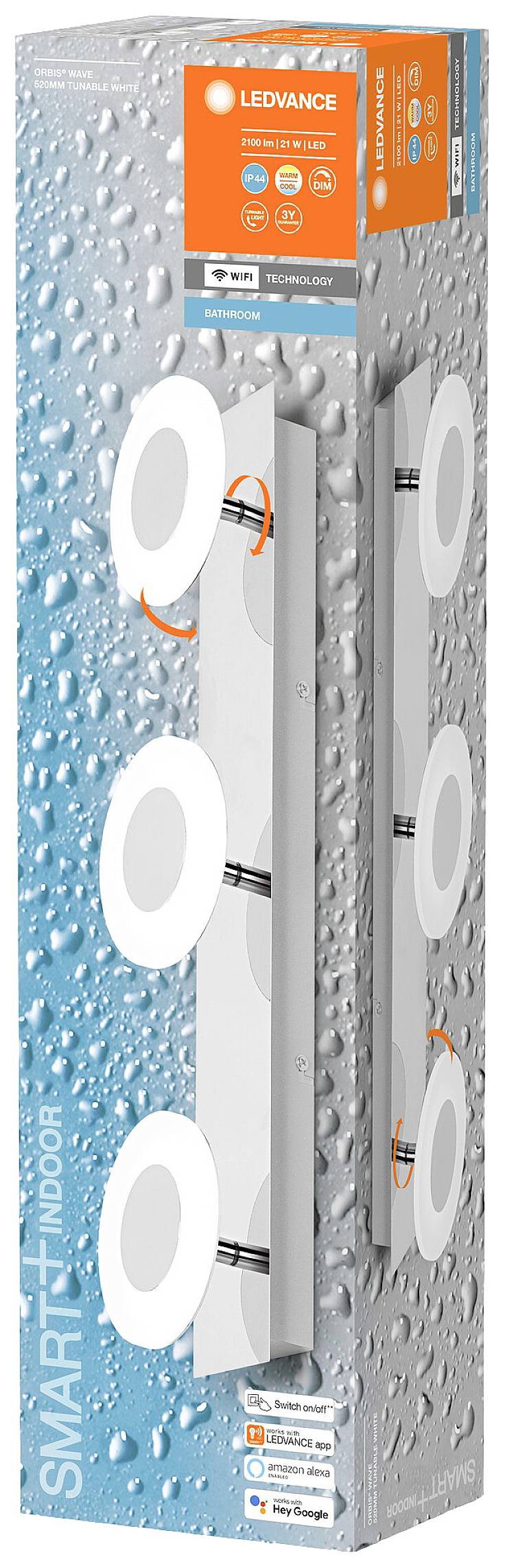 LEDVANCE BATHROOM DECORATIVE CEILING AND WALL WITH WIFI TECHNOLOGY 2 4058075573857 LED-Bad-Wandleuchte 21W Warmweiß Silber