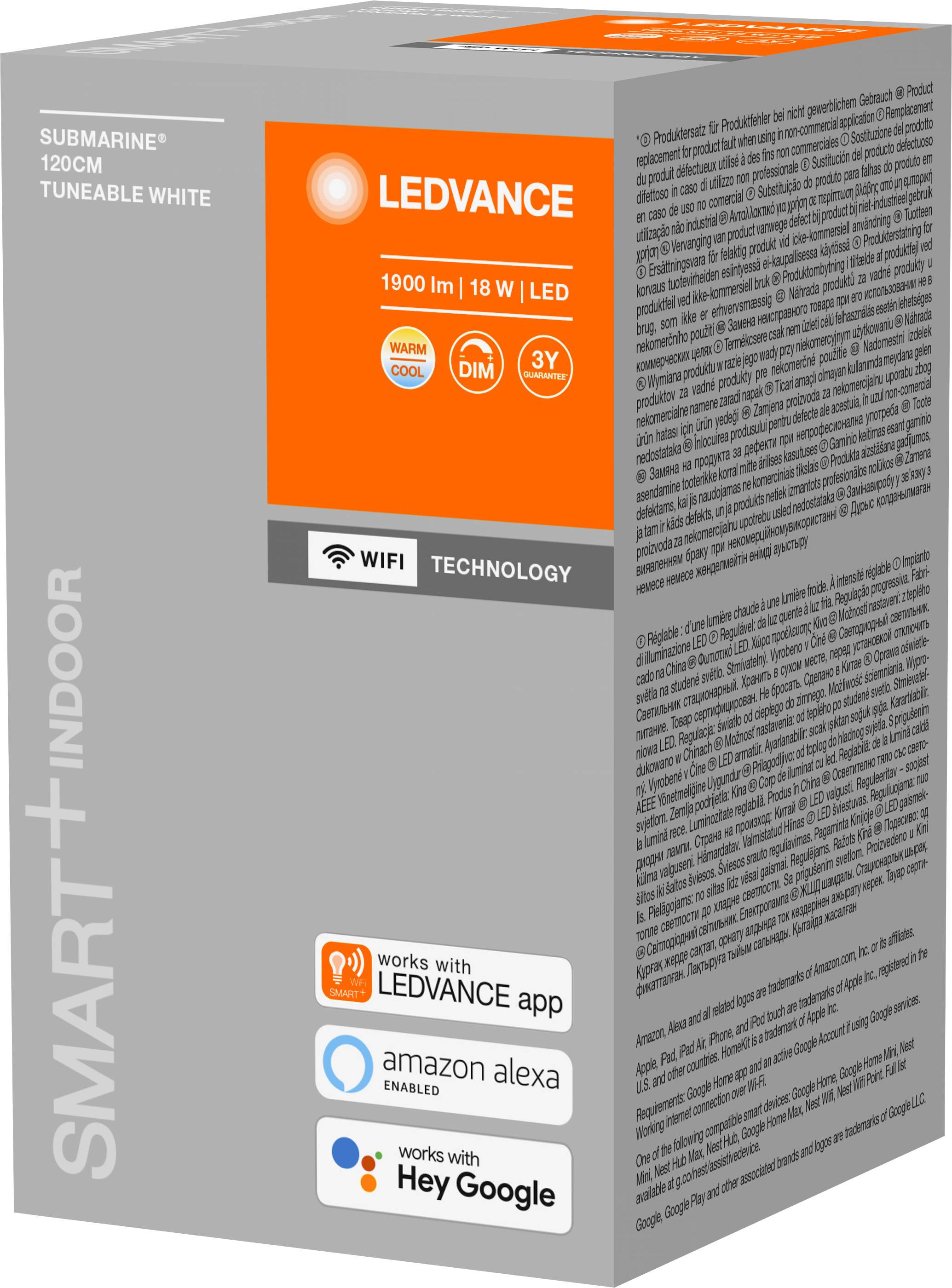 LEDVANCE SMART+ Wifi Submarine 120 Feuchtraumleuchte LED LED fest eingebaut 18W Warmweiß bis Kaltweiß Grau