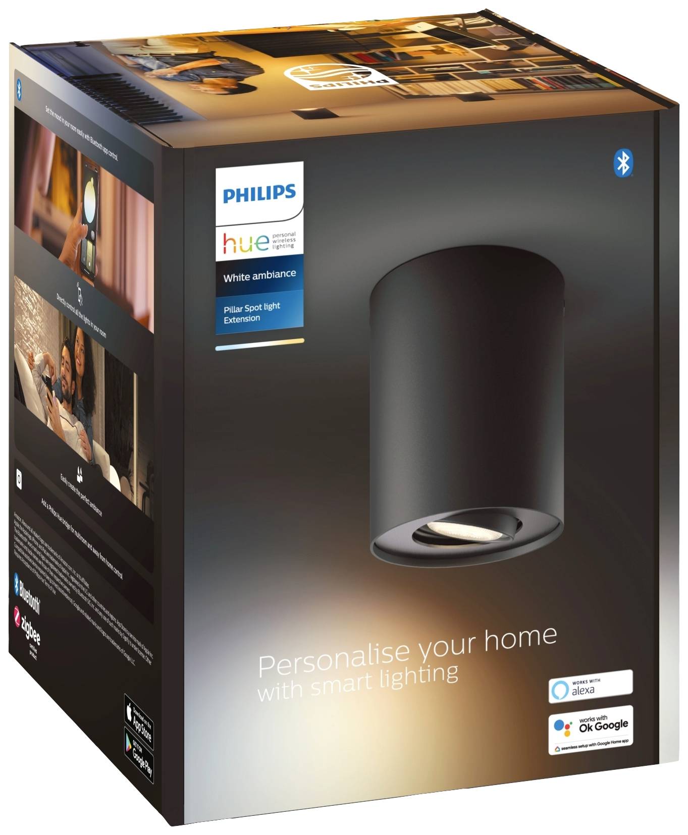 Philips LED LED-Deckenstrahler 871951433852400 Hue White Amb. Pillar Spot 1 flg. schwarz 350lm Erweiterung GU10 5 W