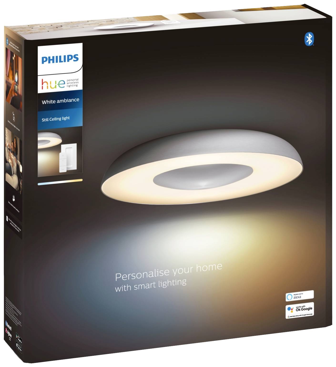 Philips LED LED-Deckenstrahler 871951434133300 Hue White Amb. Still Deckenleuchte silber 2400lm inkl. Dimmschalter LED 22.5 W