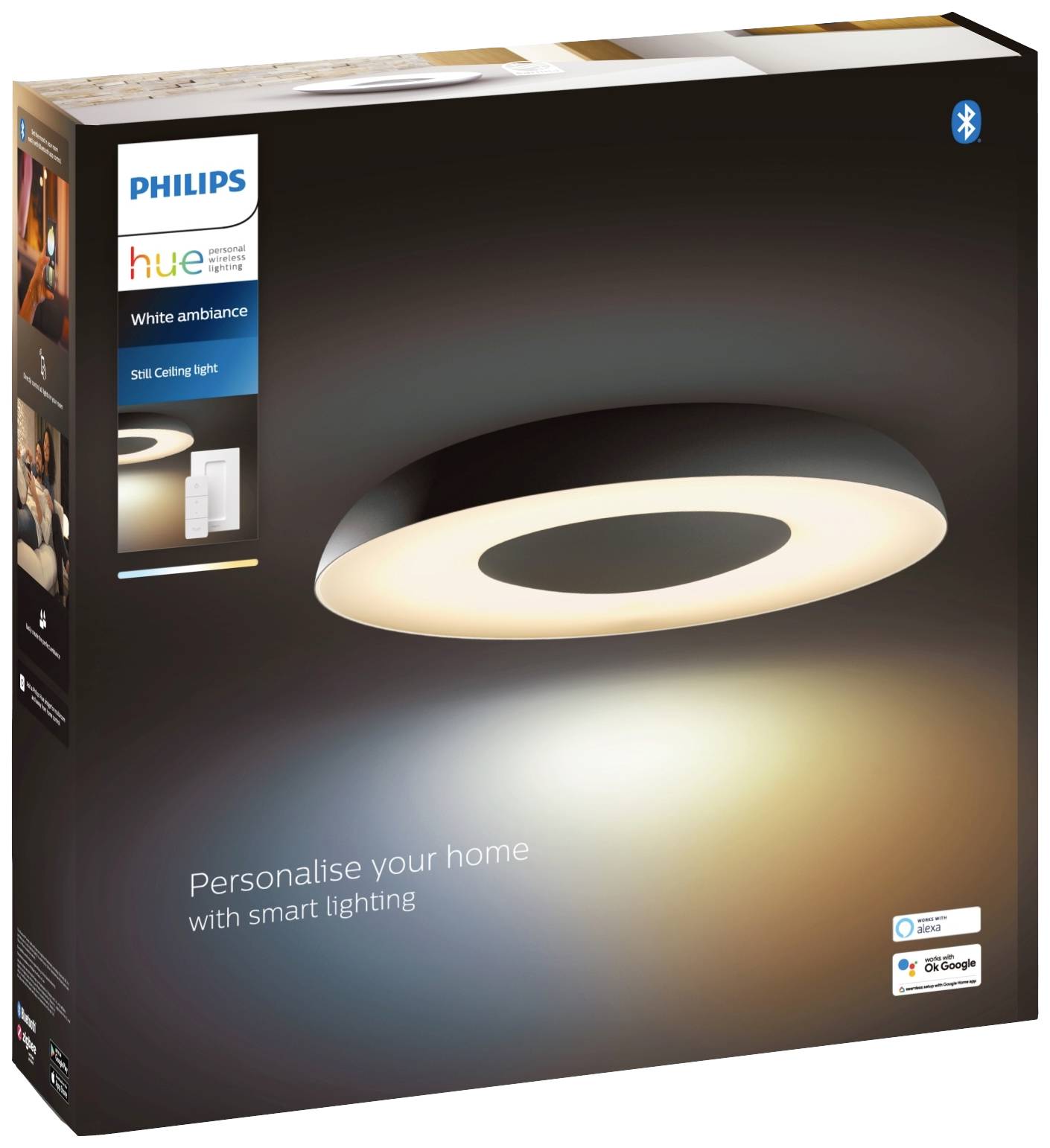 Philips LED LED-Deckenstrahler 871951434135700 Hue White Amb. Still Deckenleuchte schwarz 2400lm inkl. Dimmschalter LED 22.5 W