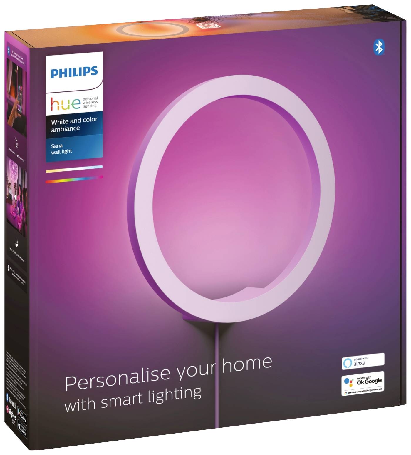 Philips Hue LED-Wandstrahler 871951434340500 Hue White & Col. Amb. Sana LED fest eingebaut 20 W