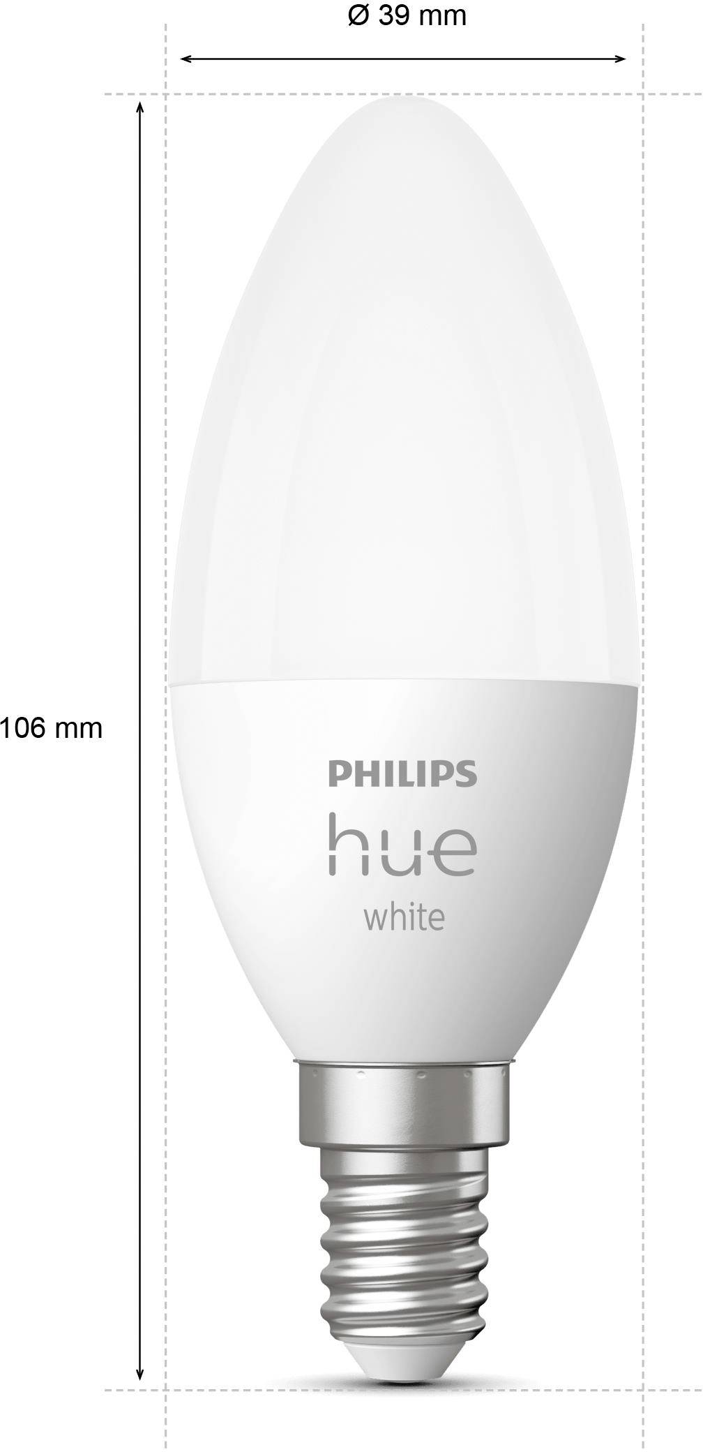 Philips LED LED-Leuchtmittel (2er-Set) 871951432062800 EEK: F (A - G) Hue White Doppelpack 2x470lm E14 11 W Warmweiß