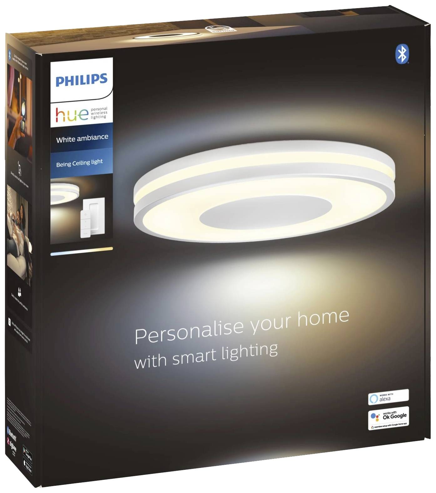 Philips LED LED-Deckenstrahler 871951434115900 Hue White Amb. Being Deckenleuchte weiß 2400lm inkl. Dimmschalter LED fest eingebaut 22.5 W