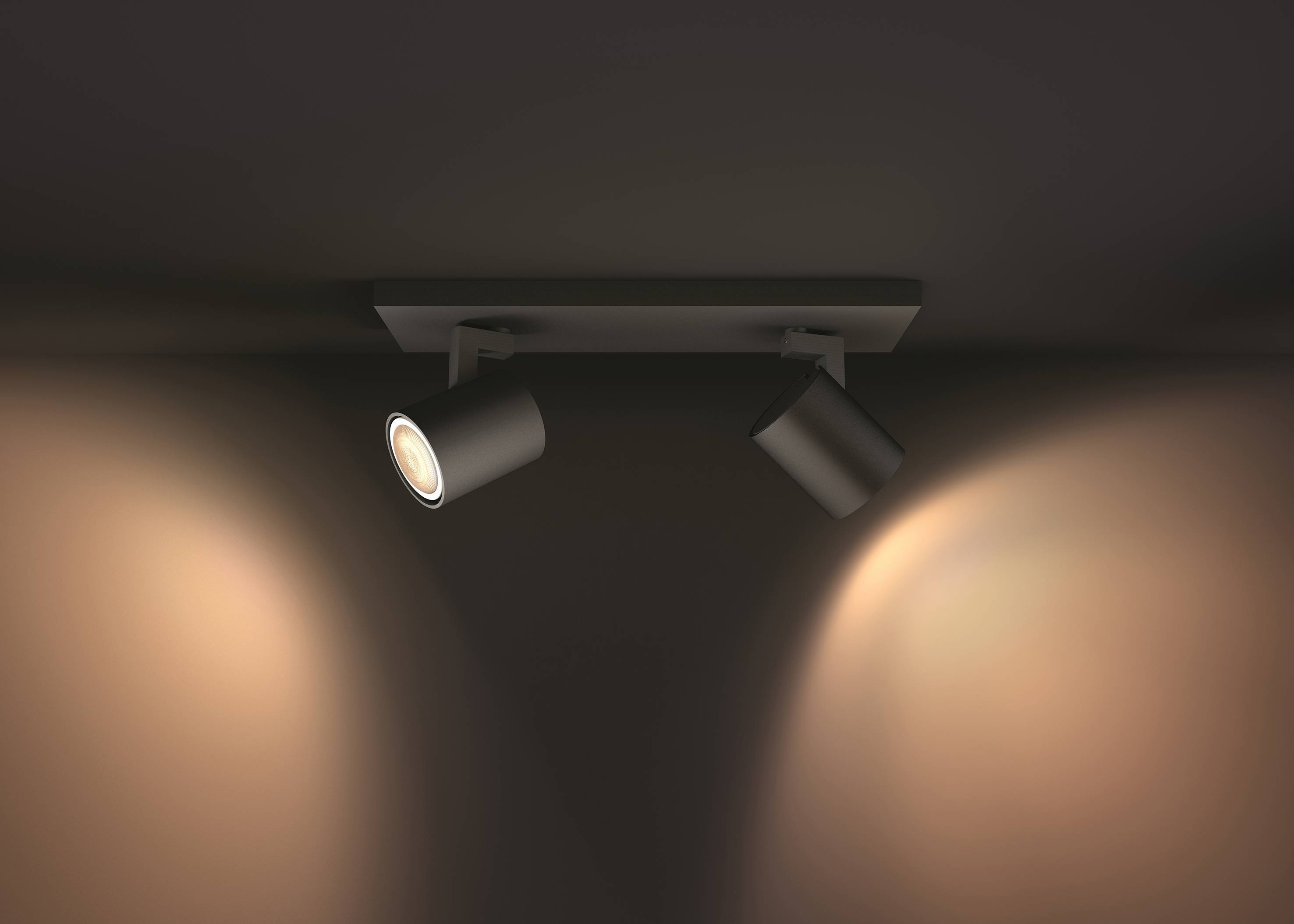 Philips LED LED-Deckenstrahler 871951433816600 Hue White Amb. Runner Spot 2 flg. schwarz 2x350lm inkl. Dimmschalter GU10 10 W