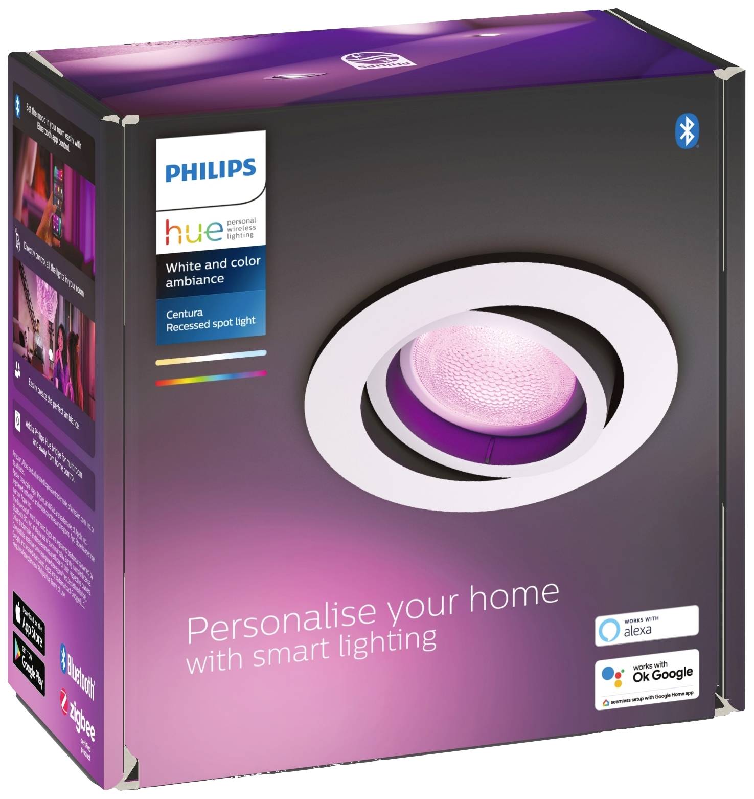 Philips Hue LED-Deckenstrahler 871951433864700 Hue White & Col. Amb. Centura Einbauspot rund weiß 350lm GU10 5.7 W