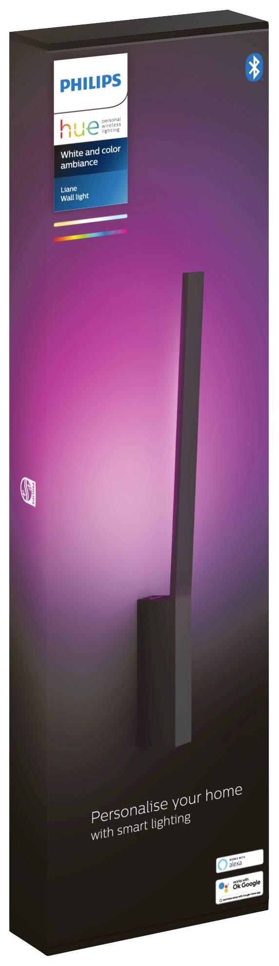 Philips LED LED-Wandstrahler 871951434342900 Hue White & Col. Amb. Liane Wandleuchte schwarz 900lm LED fest eingebaut 12.2 W