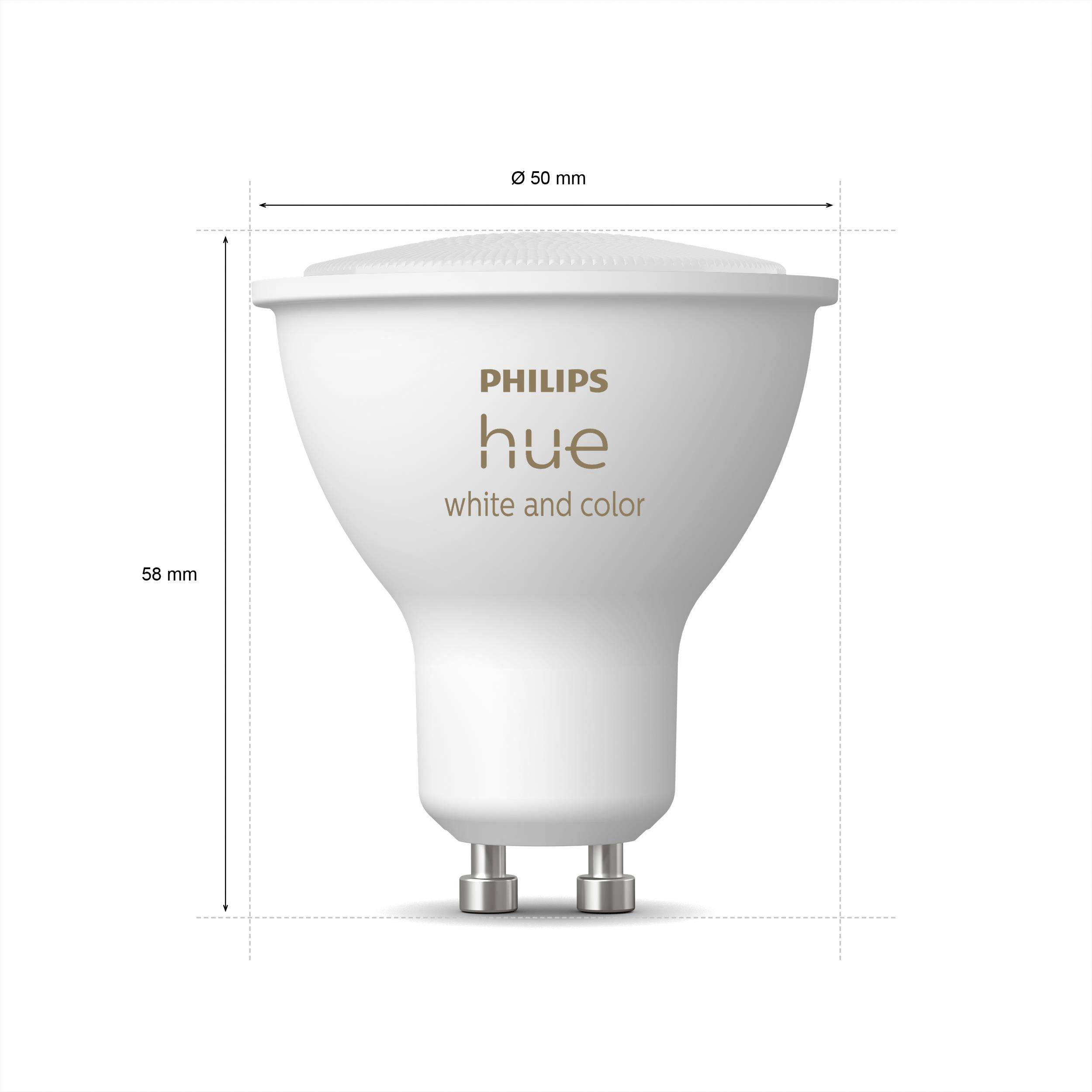Philips Hue LED-Leuchtmittel 871951433988000 EEK: G (A - G) Hue White &amp; Col. Amb. Einzelpack 350lm GU10 4.3 W Warmweiß bis Kaltweiß