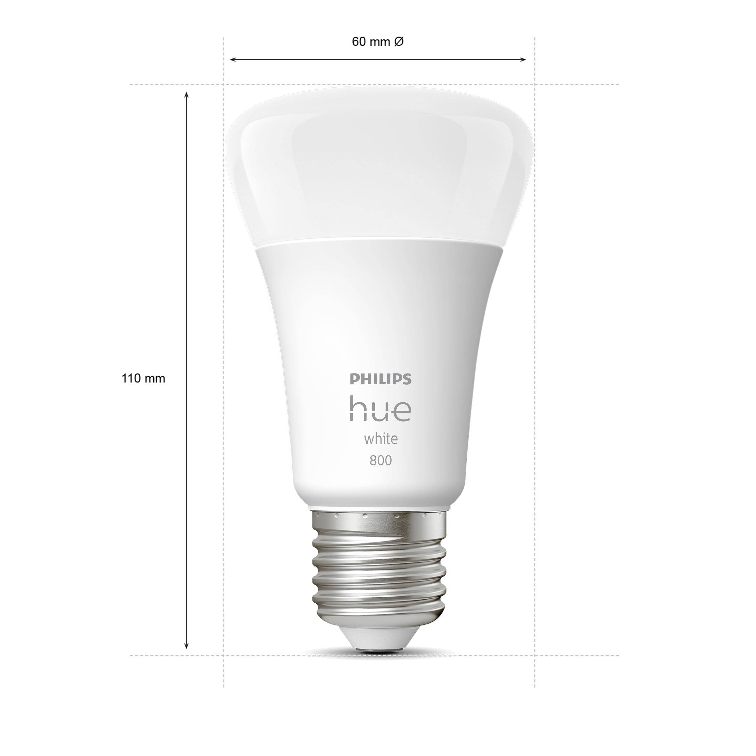 Philips LED LED-Leuchtmittel (2er-Set) 871951431902800 EEK: F (A - G) Hue White E27 Doppelpack 2x800lm 60W E27 18 W Warmweiß