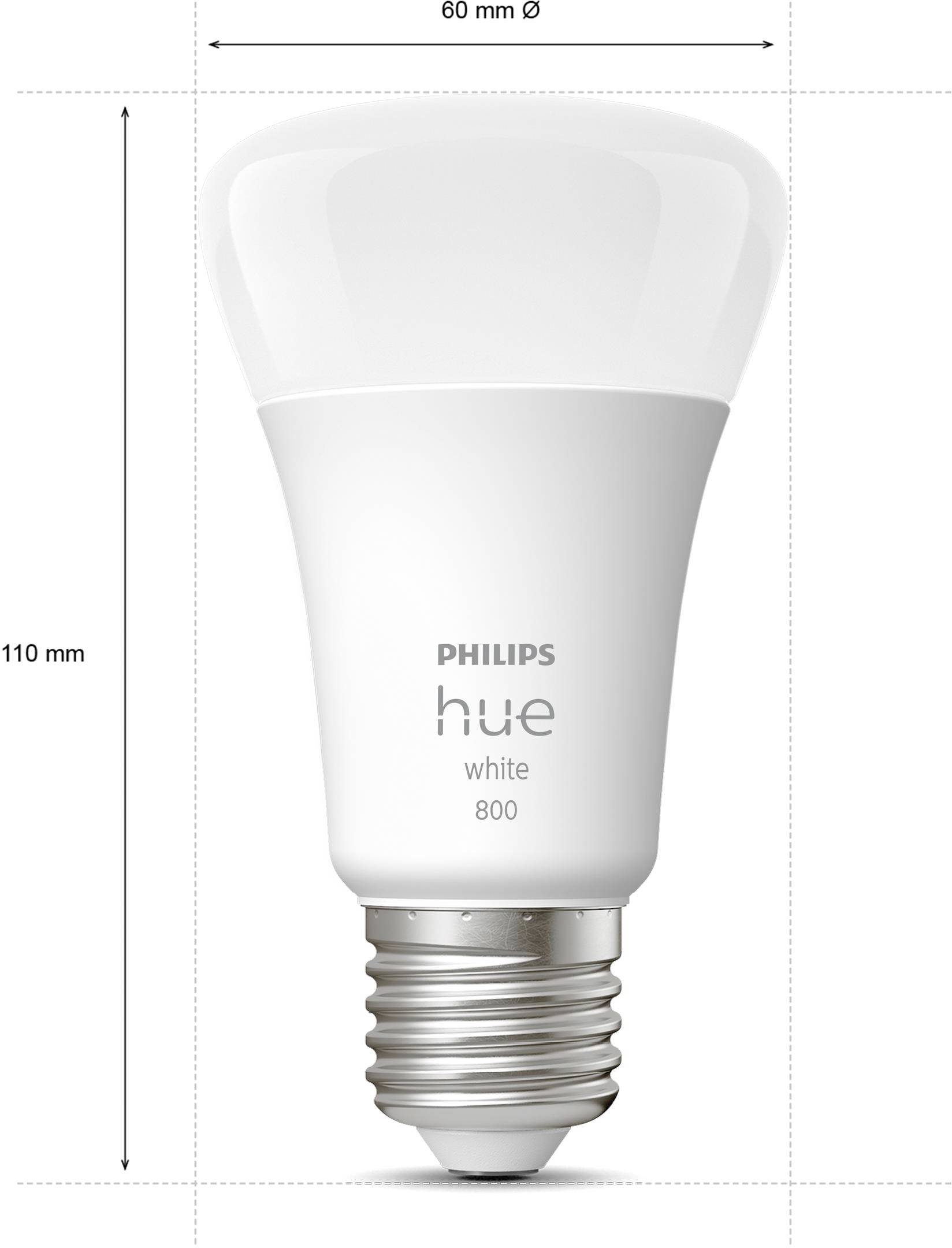 Philips LED LED-Leuchtmittel (2er-Set) 871951431902800 EEK: F (A - G) Hue White E27 Doppelpack 2x800lm 60W E27 18 W Warmweiß