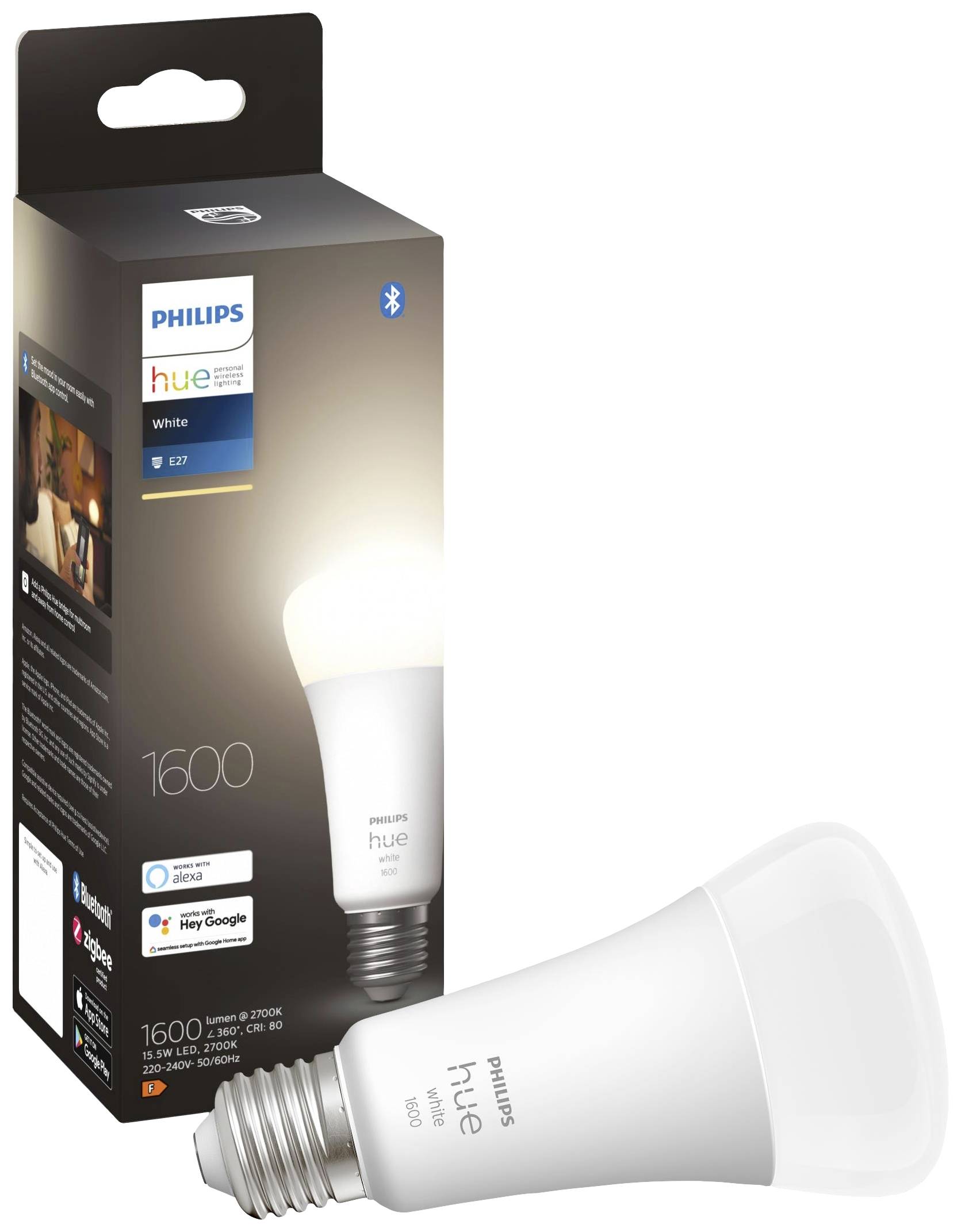 Philips Hue LED-Leuchtmittel 871951434332000 EEK: F (A - G) Hue White Einzelpack 1100lm 100W E27 15.5 W Warmweiß