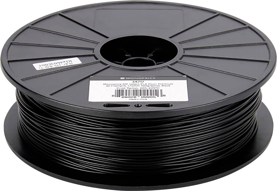 Monoprice 115833 Premium Select Plus+ Filament PLA 1.75 mm 1000 g Schwarz 1 St.