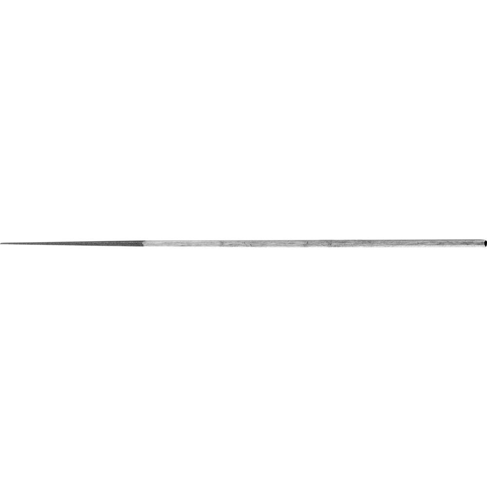 Langes, schmales Metallobjekt mit spitzer Spitze, ähnlich einer Nadel, vor weißem Hintergrund.