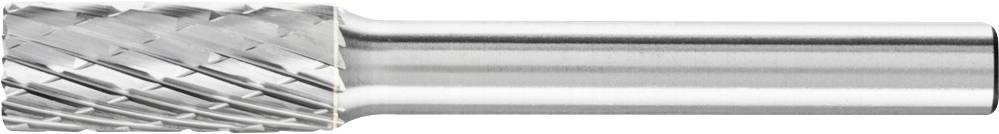 Silberner Fräser mit spiraliger, gezahnter Oberfläche, verwendet für präzises Schleifen oder Bearbeiten von Materialien.