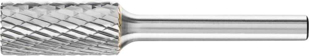 Ein zylindrisches Fräswerkzeug aus Metall mit einer geriffelten Oberfläche und einem glatten Griff. Geeignet für präzise Schneidearbeiten.