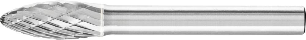 Ein drehender Frässtift aus Hartmetall mit rautenförmigem Schneidmuster. Geeignet für Metallschleifarbeiten und Feinarbeiten.