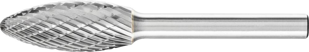 Metallfräser mit strukturiertem, ovalem Kopf und glattem Schaft, geeignet für präzises Formen und Schneiden von Metallen.