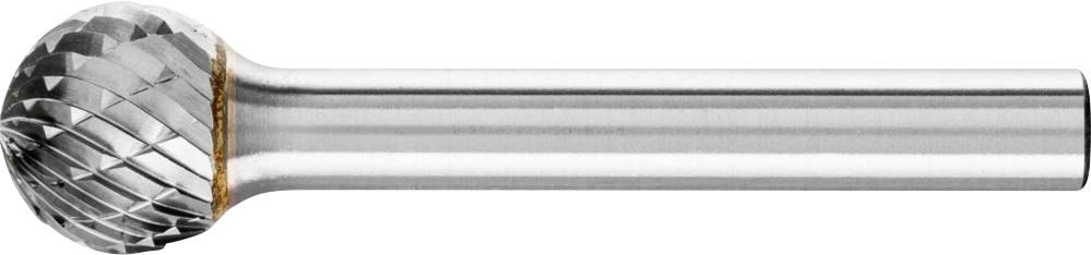 Ein kugelförmiger Frässtift aus Metall mit rautenförmigem Profil, geeignet zum Schleifen oder Glätten von Materialien.