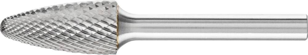 Metallfräser mit spitzem Kopf und geriffelter Oberfläche, hauptsächlich verwendet für das Bearbeiten von harten Materialien.