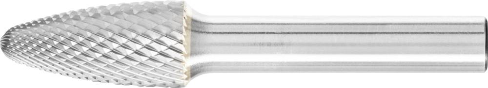 Metallfräser mit kreuzverzahnter Oberfläche und zylindrischem Schaft, geeignet für das Bearbeiten und Formen von Metalloberflächen.