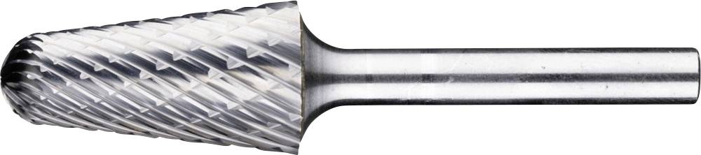 Fräser mit kreuzförmiger Zahnung, konisch geformt, für präzises Schleifen und Gravieren von Metalloberflächen.