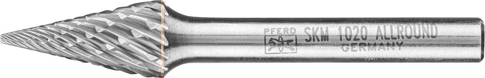 Frässtift in Kegelform, markiert mit 'SKM 1020 ALUROUND GERMANY'. Verwendet für präzises Fräsen und Materialabtrag.