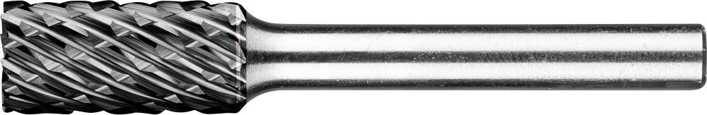 Ein rotierender Metallfräser mit zylindrischer Form und Querhieb, verwendet zum Schleifen und Formen von Materialien.