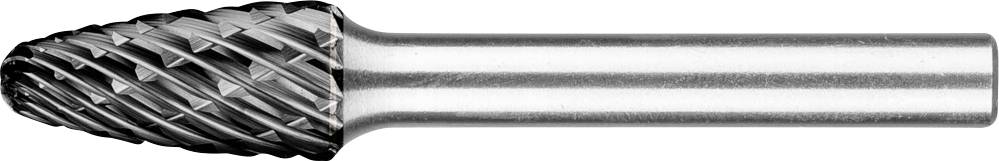 Metallfräser mit konischer Spitze und scharfen Schneiden. Geeignet für präzise Metallbearbeitung und Glätten von Oberflächen.