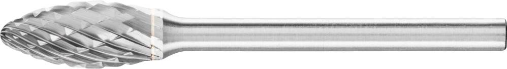 Ein zylindrischer Frässtift aus Metall mit schrägen Schneiden, der für präzise Schneidarbeiten in harten Materialien verwendet wird.