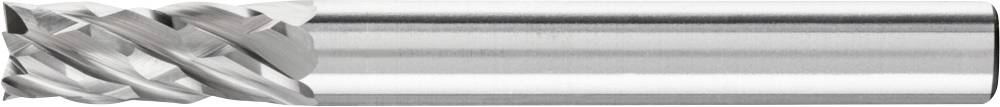 Ein zylindrischer Fräser aus Metall mit spiraligen Schneiden, verwendet in der Metallbearbeitung zur präzisen Materialentfernung.