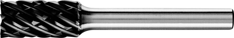Ein zylindrischer Metallfräser mit spiralförmigen Schneidekanten. Geeignet für präzise Materialbearbeitung in der Metallverarbeitung.