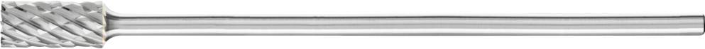 Gebogene Hartmetall-Rotationsfeile mit spiralförmigen Schneidzähnen, geeignet für präzises Formen und Schleifen von Metalloberflächen.
