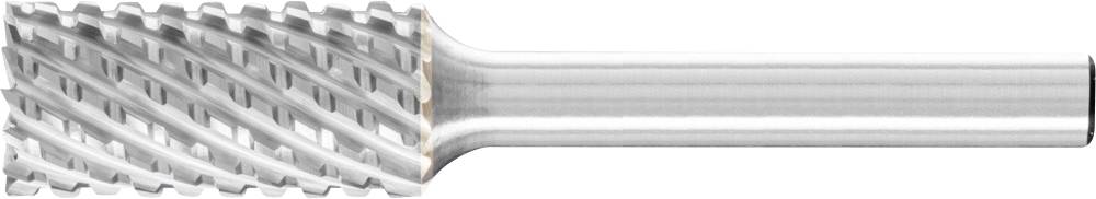 Ein Frässtift mit zylindrischem Schaft und kreuzverzahntem Kopf, geeignet für präzises Bearbeiten von Metalloberflächen.